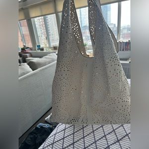 White leather hobo bag